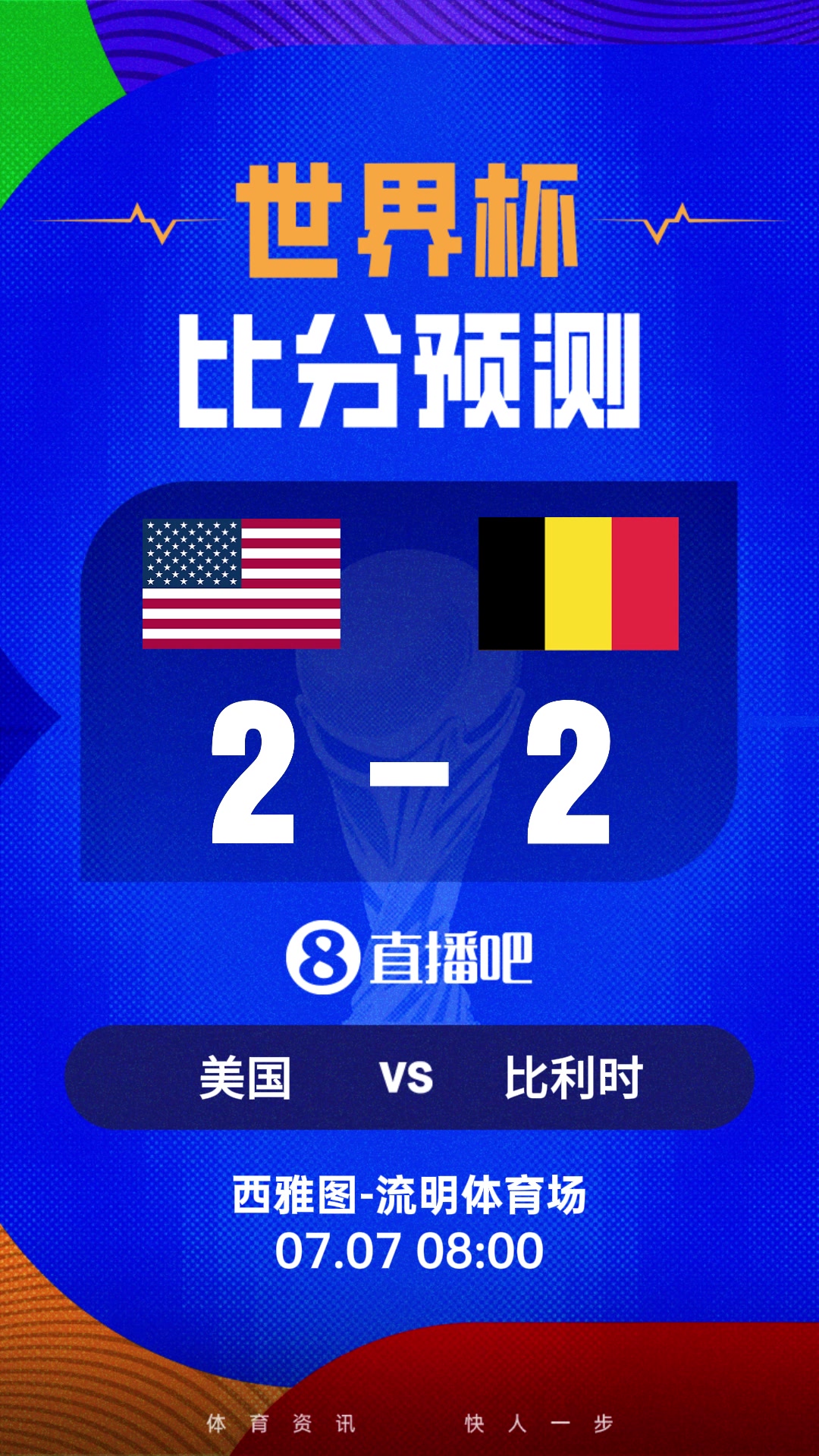 世界杯比分预测：普利西奇pk德布劳内！最后一位东道主