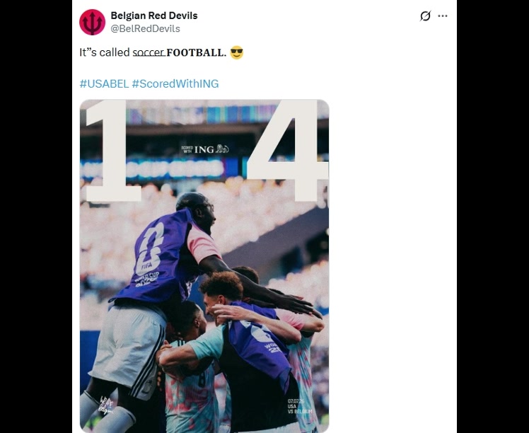 [体育头条]解气！比利时足协发文划掉了soccer：这叫FOOTBALL