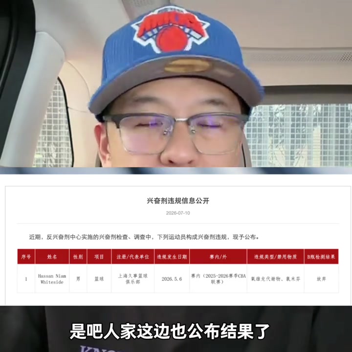 【NBA】杨毅：集体运动1人服禁药，不会取消成绩，上海总冠军