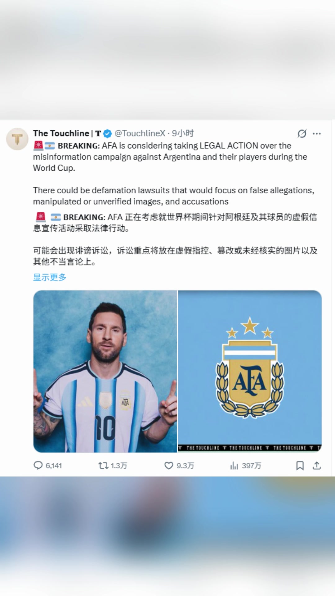[足球]《国家报》：阿根廷足协将对球员的造谣新闻采取法律行动