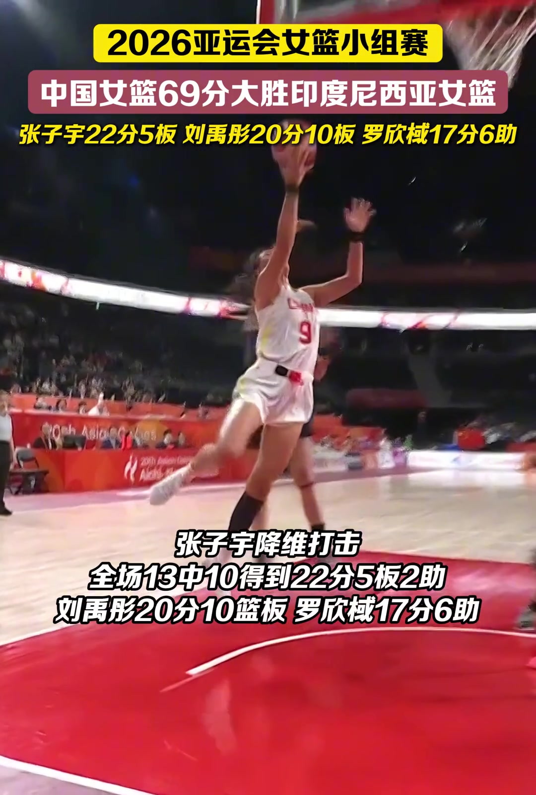 中国女篮亚运会110-41大胜印度尼西亚女篮,取得小组赛两连胜! 中国女篮亚运会110-41大胜印度尼西亚女篮,取得小组赛两连胜!